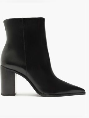 SCHUTZ Mikki Black Leather Block Heel Booties